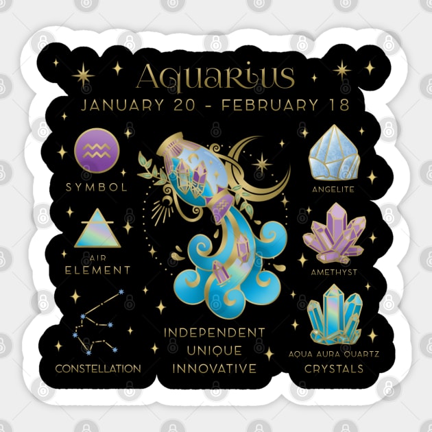 Crystal Zodiac Aquarius Collage Sticker by moonstruck crystals